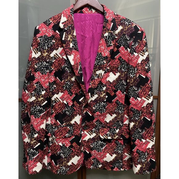 Mr Turk Blazer Mens 40 Abstract Colorful Tropical Loud Retro Jacket Sport Coat